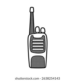black and white two knob walkie talkie line drawing