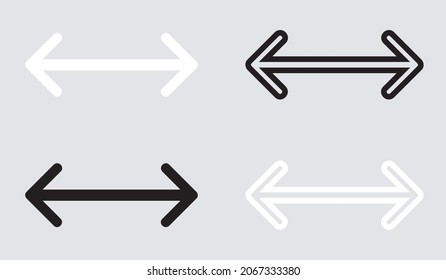 Flecha de dos caras en blanco y negro. Icono de flecha de doble dirección para el proyecto. Icono de flecha doble, símbolo de signo vectorial aislado. Diseño plano. Icono del vector sobre fondo gris