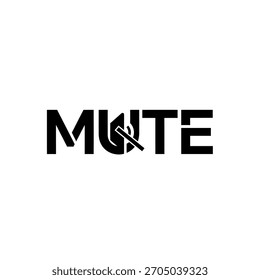 Design de logotipo tipográfico em preto e branco com a palavra mudo com uma barra na letra u