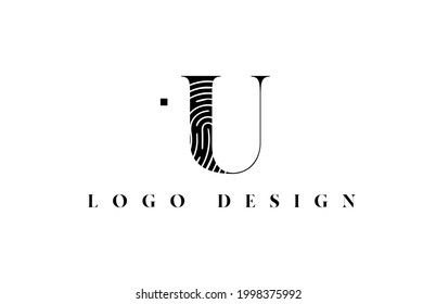 black and white U alphabet letter logo icon. Pattern design for company and business identity