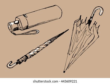 Black and white umbrella. Closed umbrella - vector illustration.