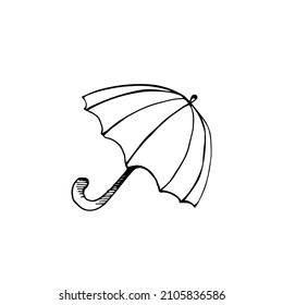 Black and white umbrella in doodle style.Umbrella icon.Vector illustration.