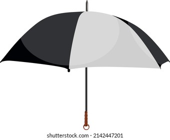 Paraguas en blanco y negro, ilustración, vector sobre un fondo blanco.