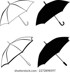 Vector de paraguas blanco y negro