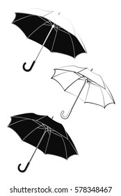 black and white umbrellas