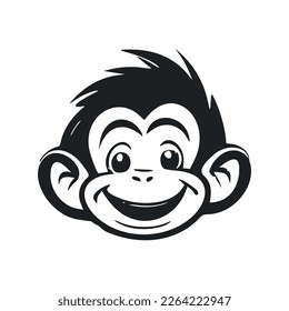 Black and white Uncomplicated logo with an adorable and cute monkey.