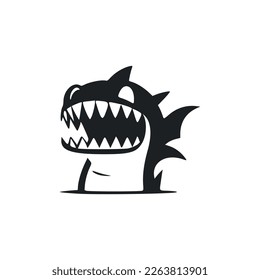 Black and white Uncomplicated logo with an aesthetic Cheerful crocodile.