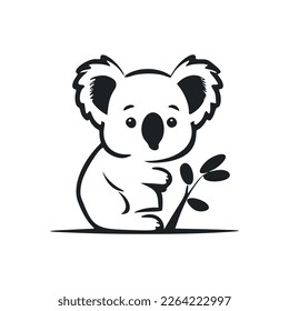 Schwarz-Weiß Unkompliziertes Logo mit ästhetischer und süßer Koala.