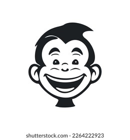 Black and white Uncomplicated logo with Attractive and cute monkey.