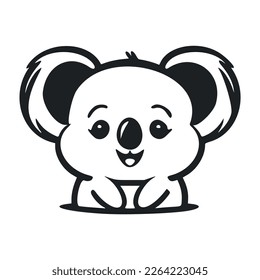 Black and white Uncomplicated logo with Attractive and cute koala.