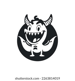 Black and white Uncomplicated logo with a Pleasant Cheerful crocodile.