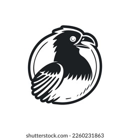 Black and white Uncomplicated logo with Sweet and cute eagle.