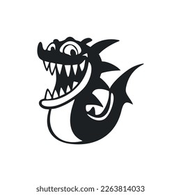 Black and white Uncomplicated logo with Sweet Cheerful crocodile.