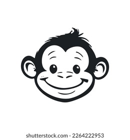 Black and white Uncomplicated logo with Sweet and cute monkey.