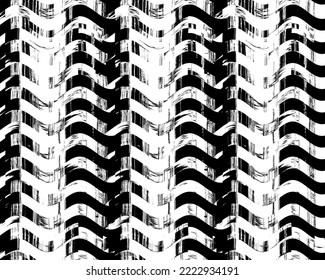 Diseño vectorial de fondo para tela de fondo de patrón ondulado único en blanco y negro