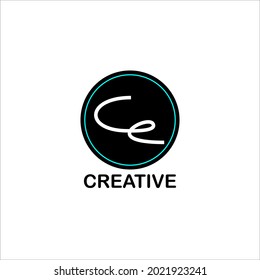 black and white unique letter c e logo