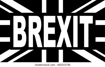Black and White United Kingdom flag - Brexit. United Kingdom exit from the European Union. Election or referendum in Great Britain.