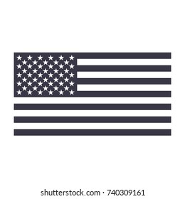 black and white United States of America US flag symbol. USA flag icon. Vector illustration.