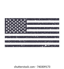 black and white United States of America US flag. USA flag icon. Vector illustration.