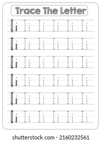 Black And white, Uppercase And Lowercase letter Tracing For Pre-school Kids with Arrow Direction I