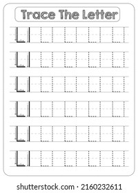 Black And white, Uppercase And Lowercase letter Tracing For Pre-school Kids with Arrow Direction L