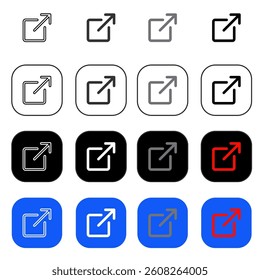 black and white up-right square arrow icon and color button
