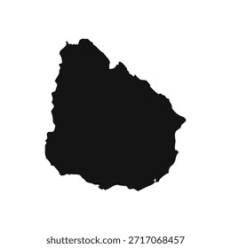 Mapa simples de Uruguai em preto e branco