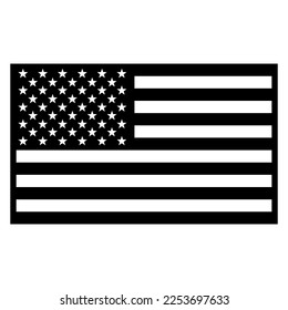 Icono de bandera estadounidense en blanco y negro