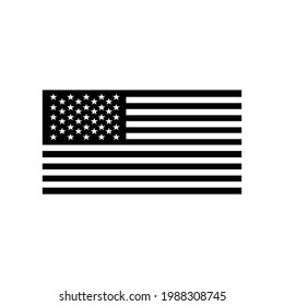 black and white USA flag vector isolated. American flag symbol modern simple icon vector