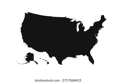 Blanco y negro USA Mapa simple