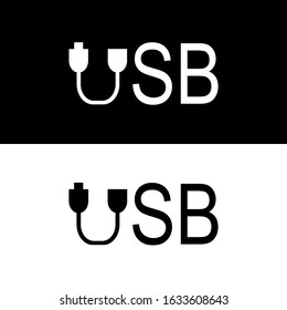 black and white usb cable logo