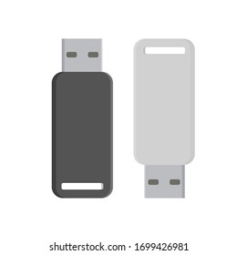 discos USB negros y blancos. Unidades flash USB. Ilustración del vector