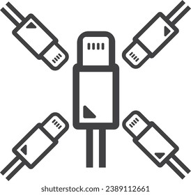 The Black and White USB lightning Vector