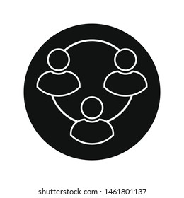 Black and white user line art chain icon vector illustration 