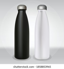 Black and White Vacuum Insulated Leak-Proof Drinks Bottle