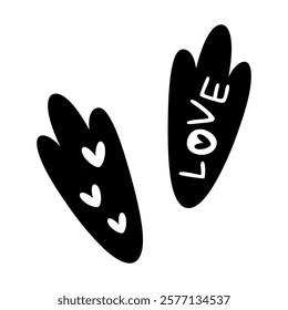 Black and white Valentine clipart. Valentines day clipart. Cute Valentine object in flat style. Hand draw vector illustration