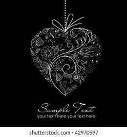 Black and White Valentine Heart illustration.