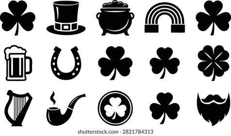 Black and white of various including tools kitchenware office supplies and symbols hammer wrench screwdriver