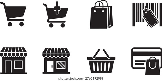Black and white of various office and household appliances, tools, and in a flat style