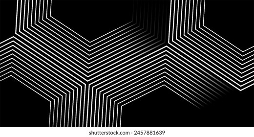 Anuncio de tecnología futurista de línea moderna 3D de Vector blanco y negro con efecto negro y azul, eps10.