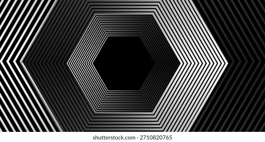 Anuncio tecnológico futurista de la línea moderna del Vector 3D en blanco y negro con efecto negro y azul, eps10.
