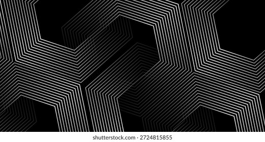 Black and white vector 3D modern line futuristic tech banner with Black and blue effect, eps10.

