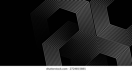 Anuncio tecnológico futurista de la línea moderna del Vector 3D en blanco y negro con efecto negro y azul, eps10.


