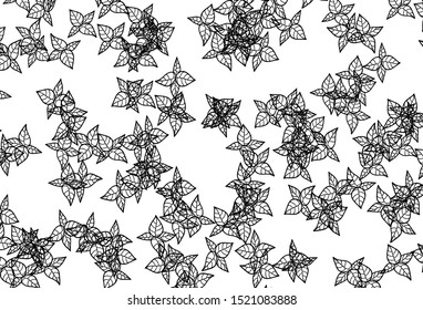 Black and White vector abstract backdrop with leaves. Glitter abstract illustration with doodles and leaves. Colorful pattern for kid's books.
