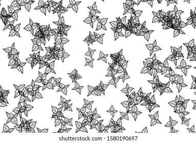 Black and White vector abstract backdrop with leaves. An elegant bright illustration with leaves in Natural style. Pattern for heads of websites, designs.