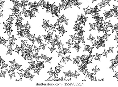 Black and White vector abstract background with leaves. New colorful illustration in doodle style with leaves. Textured pattern for websites, banners.