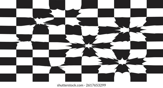 Black and White Vector abstract checkered background.