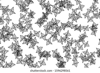 Black and White vector abstract design with leaves. An elegant bright illustration with leaves in Natural style. Doodle design for your web site.