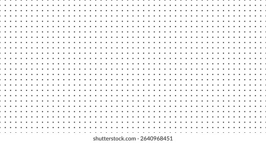 black and white vector abstract halftone background, texture for notebook, banner or poster, white sheet paper with black symmetrical polka dots, simple retro mesh pattern	