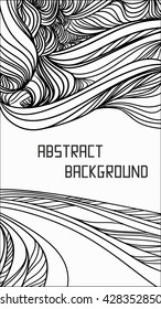 Black and white vector abstract hand-drawn doodle. Hand drawn wave background.